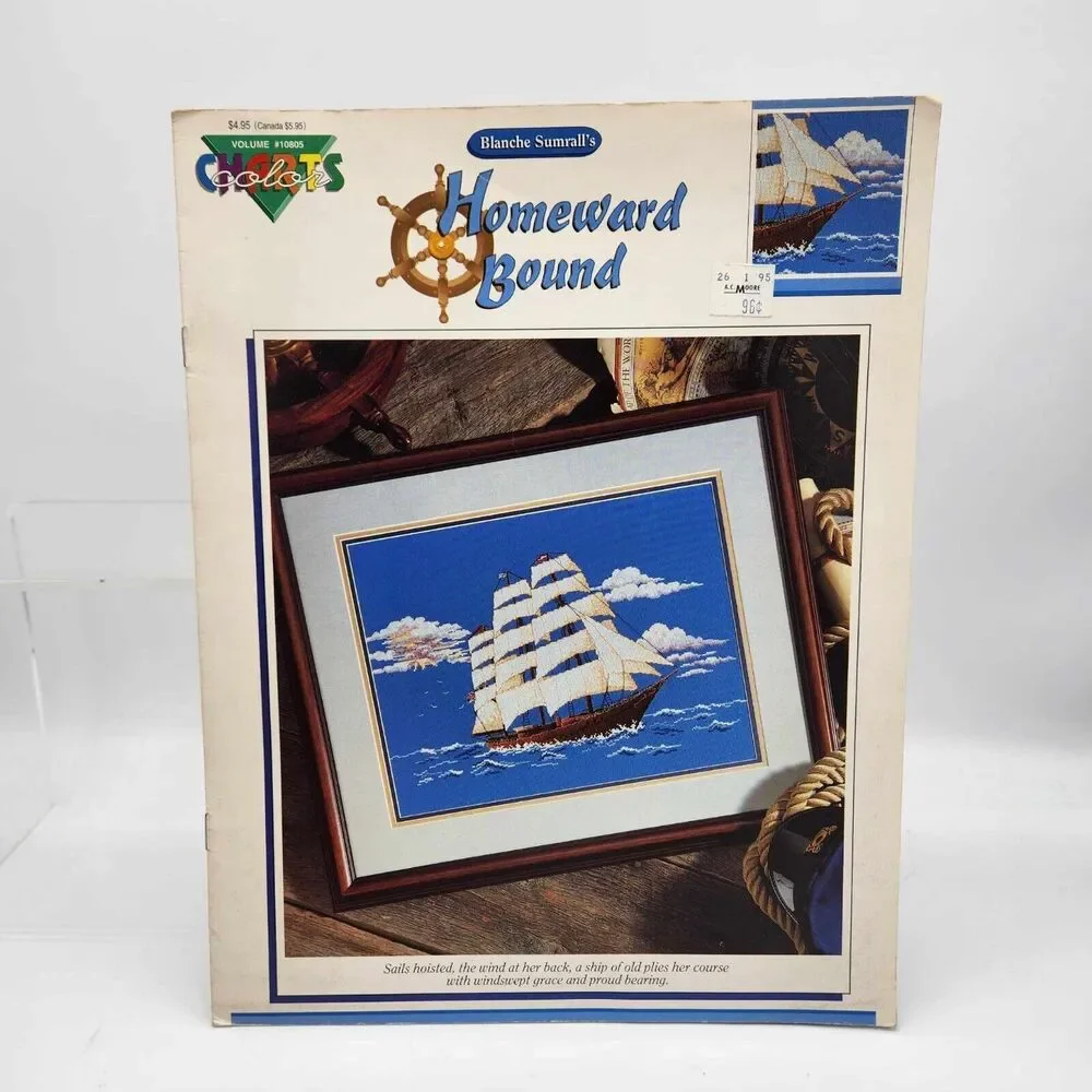 Lot of 2 Sailboat Ship Nautical Theme Cross Stitch Pattern Books SeaScapes
